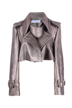 Load image into Gallery viewer, Cropped leather trench jacket
