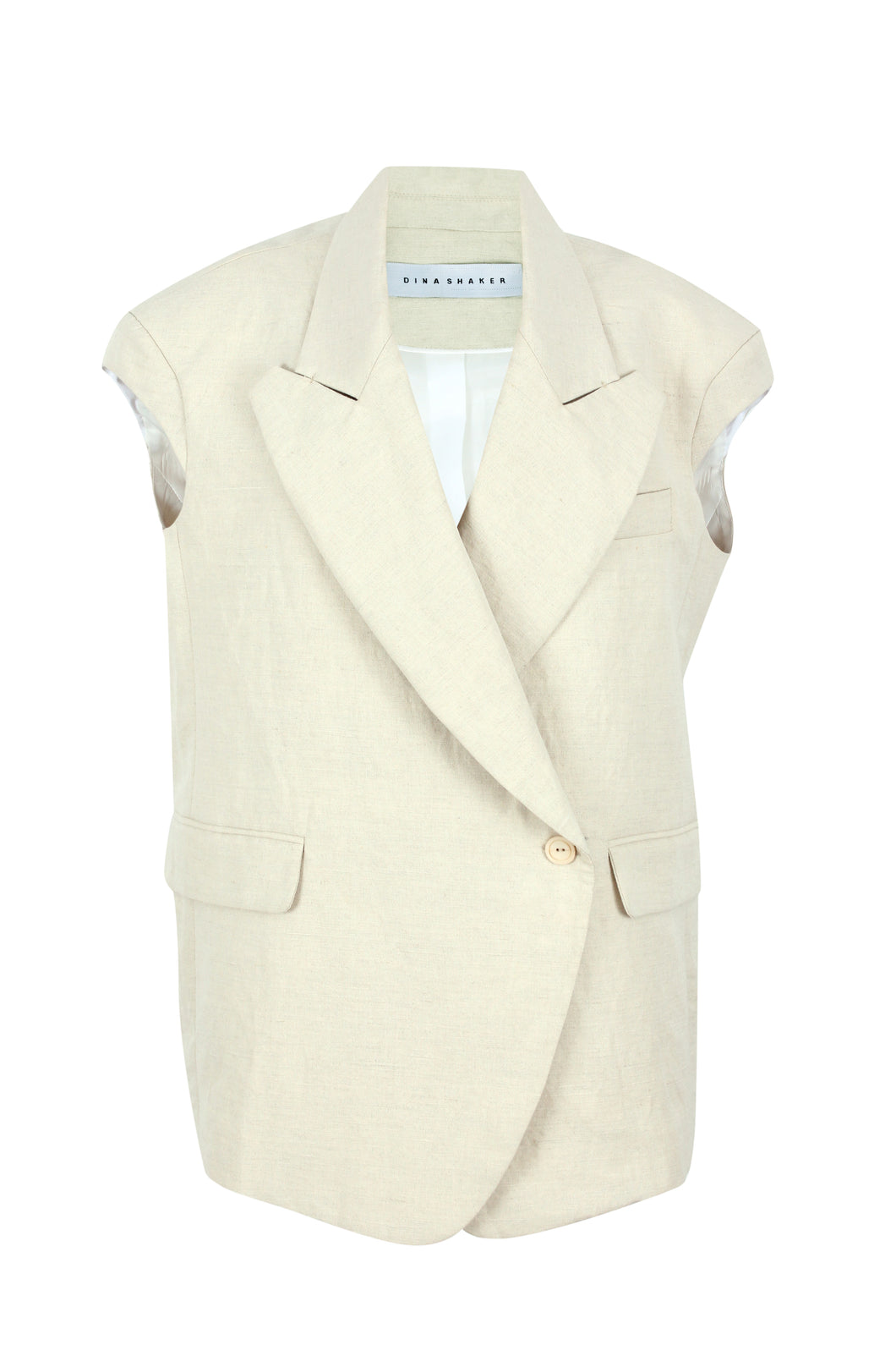 Exaggerated shoulders sleeveless blazer