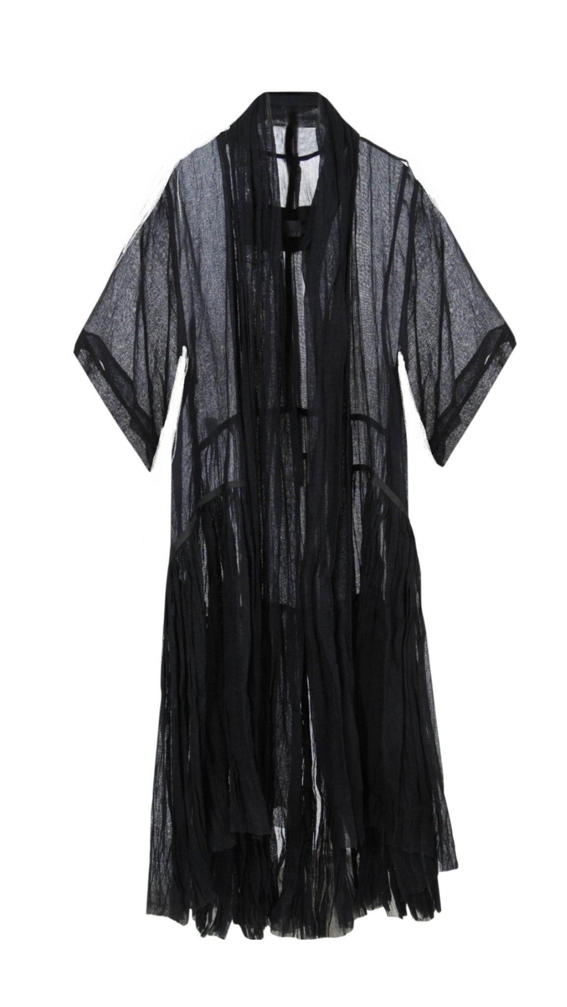 Mesh draped back kimono