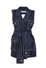 Load image into Gallery viewer, Backless Denim Military Vest
