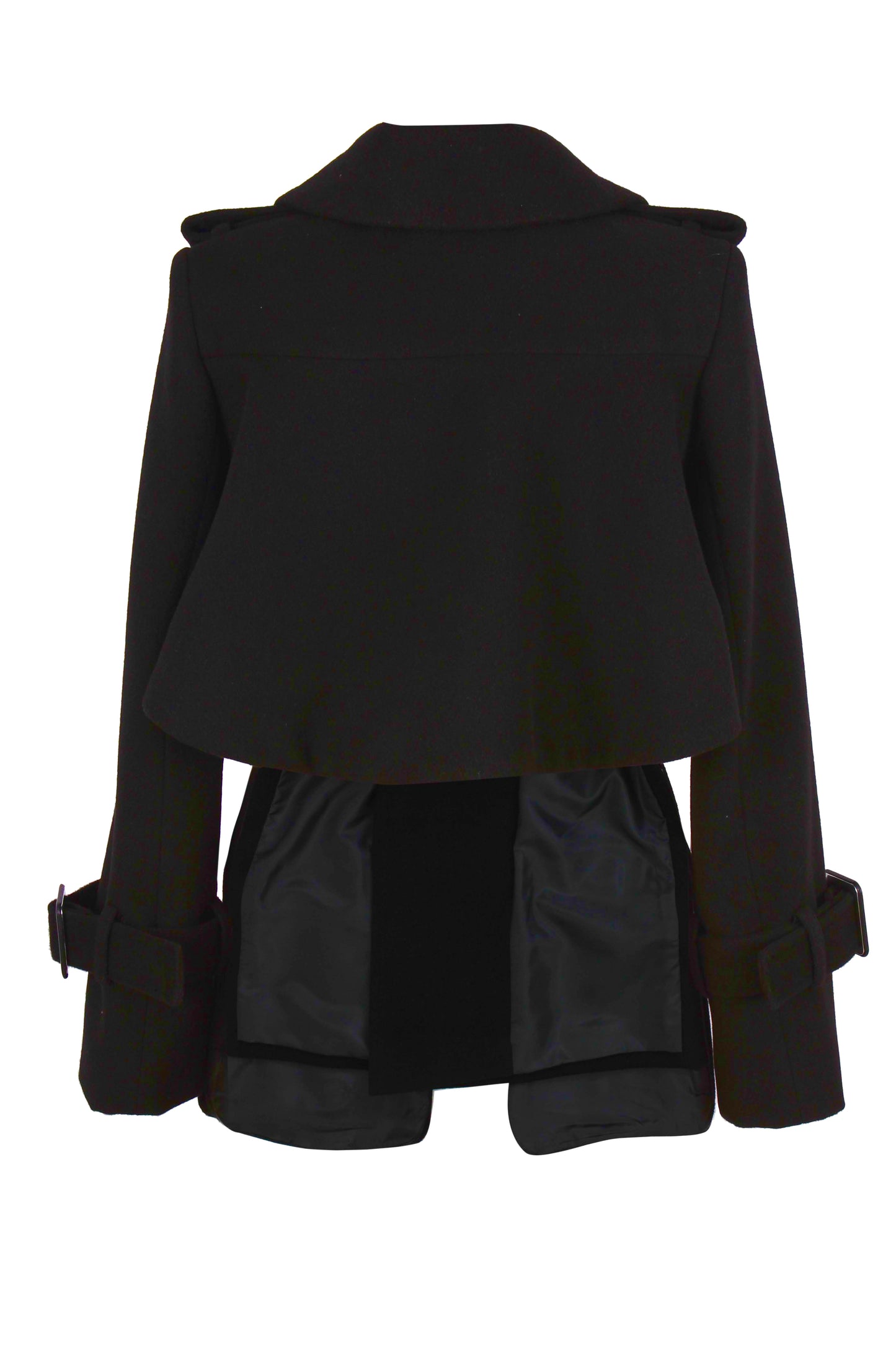 Deconstructed wool jacket with cropped back