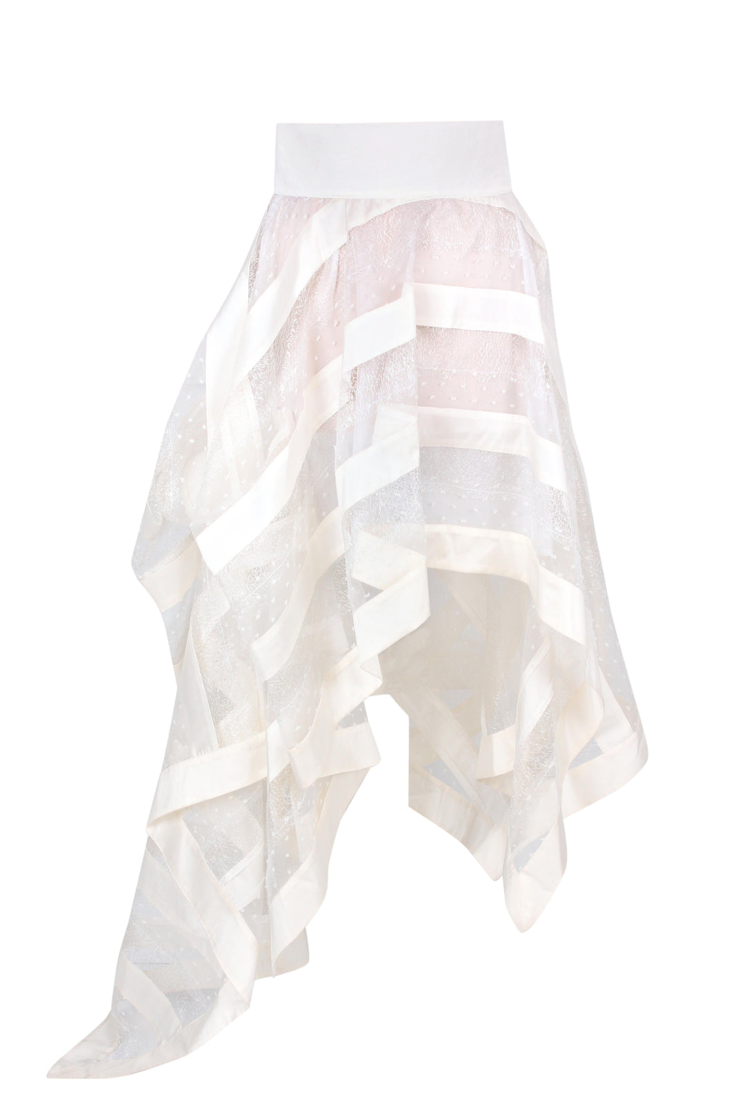 Asymmetric spliced tulle skirt